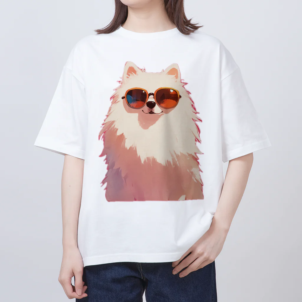 AQUAMETAVERSEのサングラスをかけた、かわいい犬 Marsa 106 オーバーサイズTシャツ