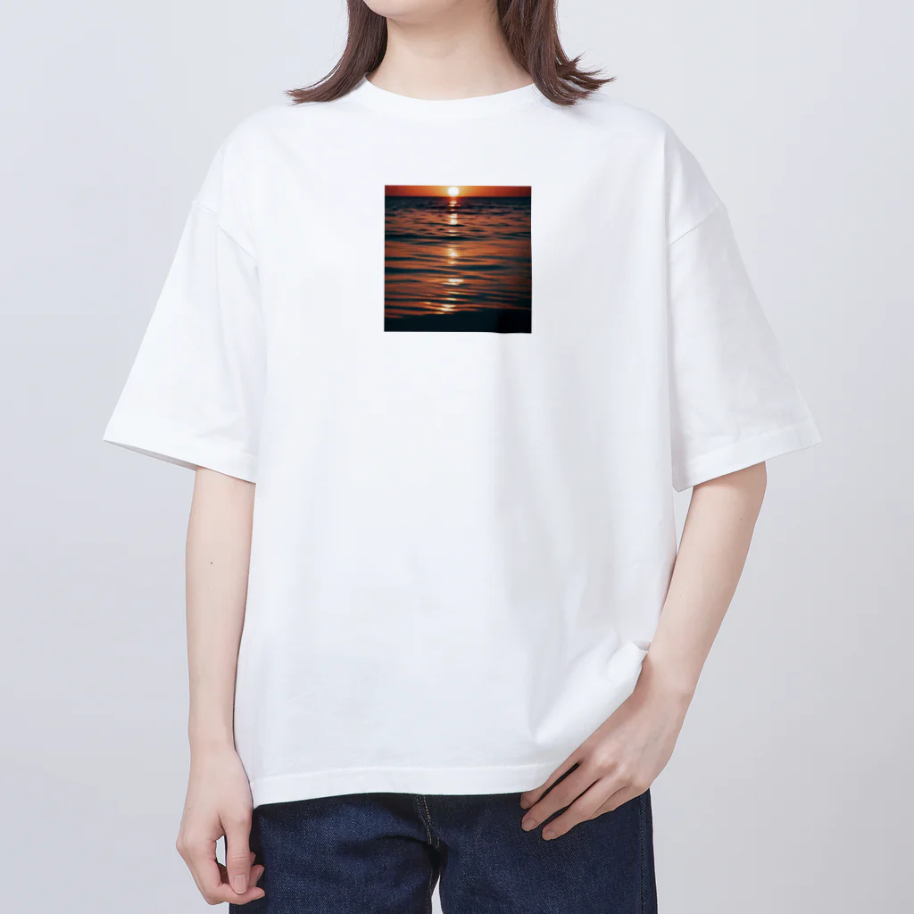 Mick-Fの湖面に映る夕焼けの空 オーバーサイズTシャツ