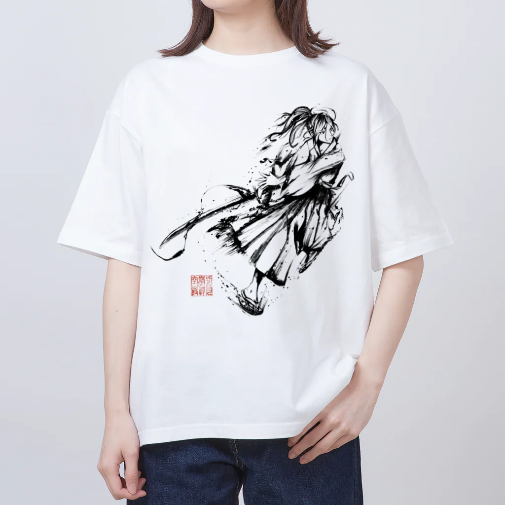 chicodeza by suzuriの墨絵の侍 オーバーサイズTシャツ