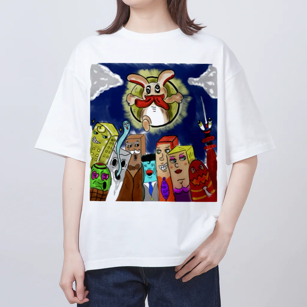 patroom(柄)のうさぎタウン Oversized T-Shirt