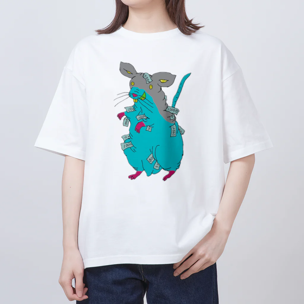ネズミの金玉2DKの踊り子スキニーﾁｬﾝ オーバーサイズTシャツ
