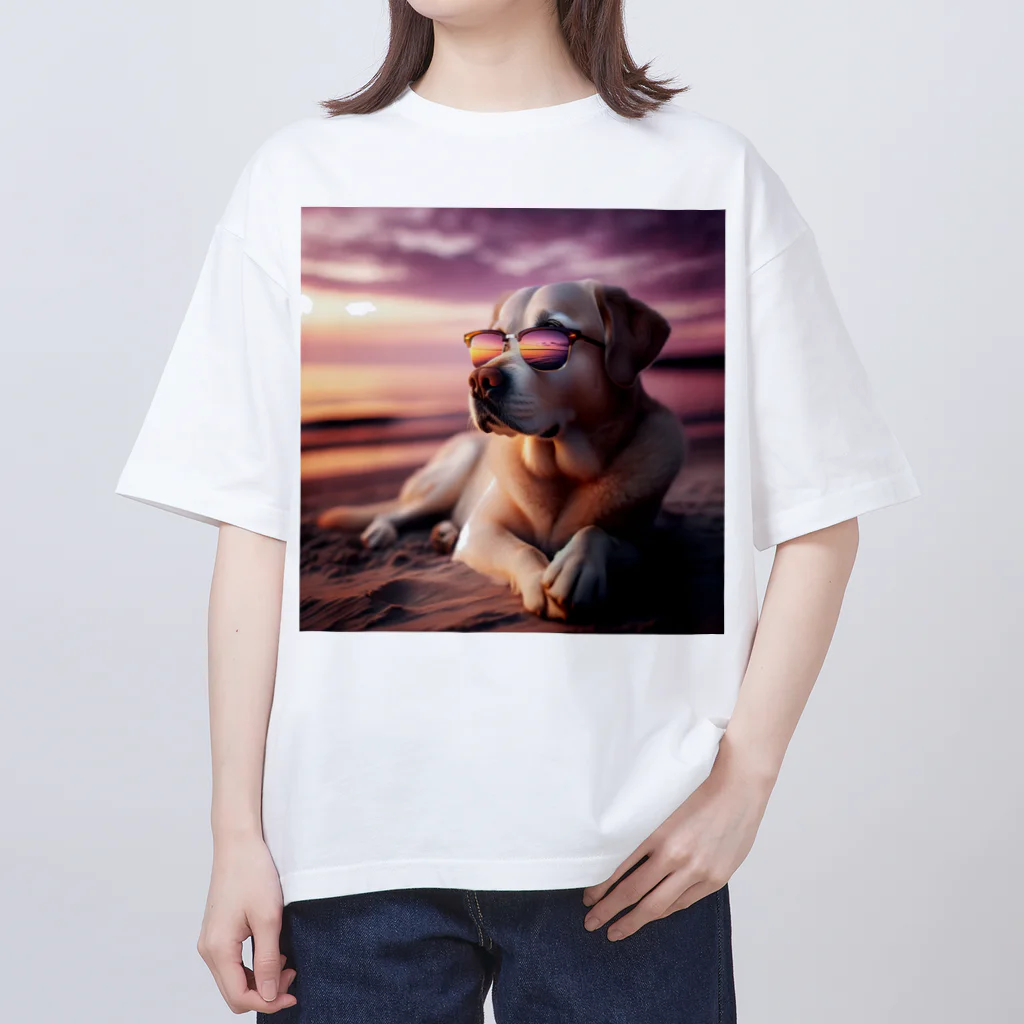AQUAMETAVERSEのサングラスをかけた、かわいい犬 Marsa 106 オーバーサイズTシャツ