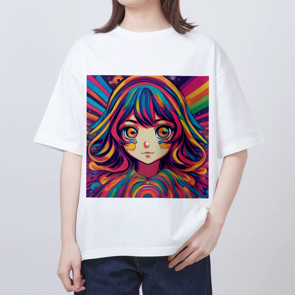 NonsenseCatのサイケ少女 Oversized T-Shirt