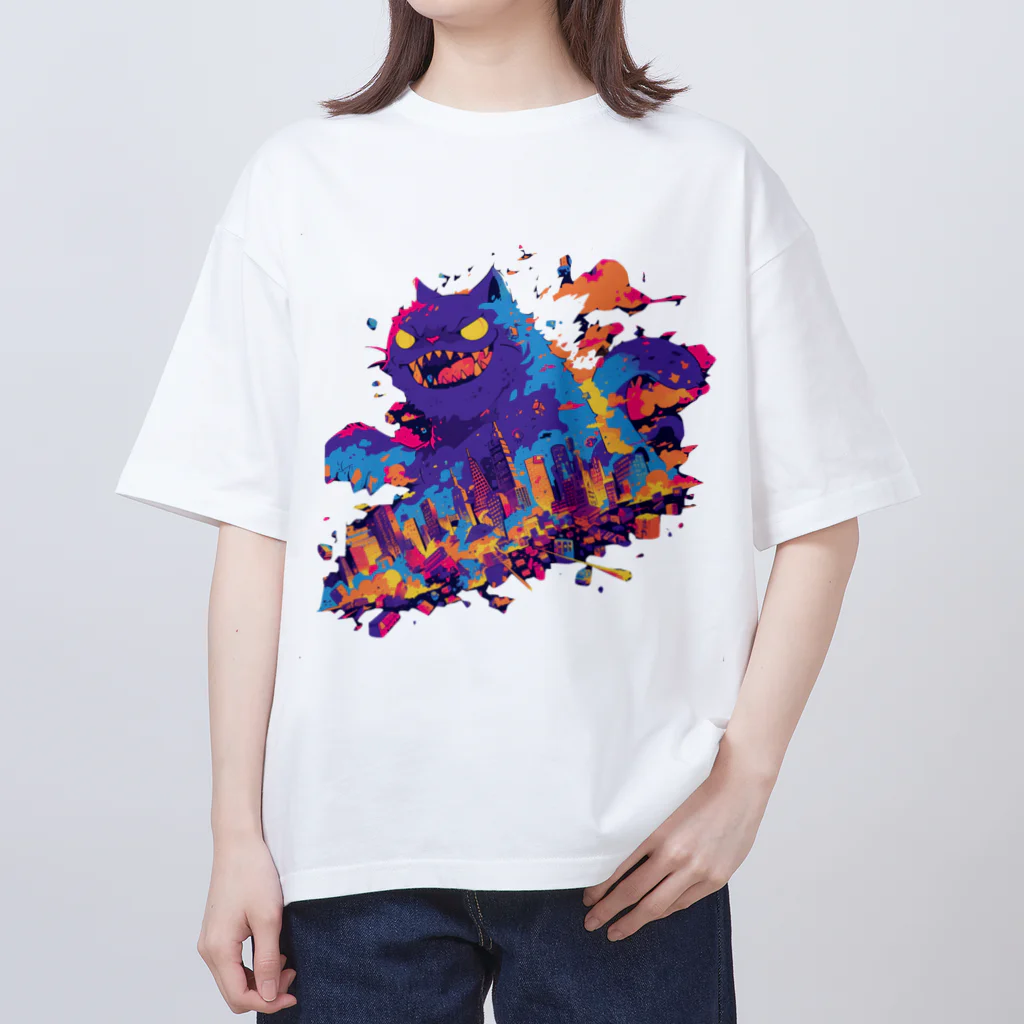 kyaffe4uのネコゴジラ オーバーサイズTシャツ