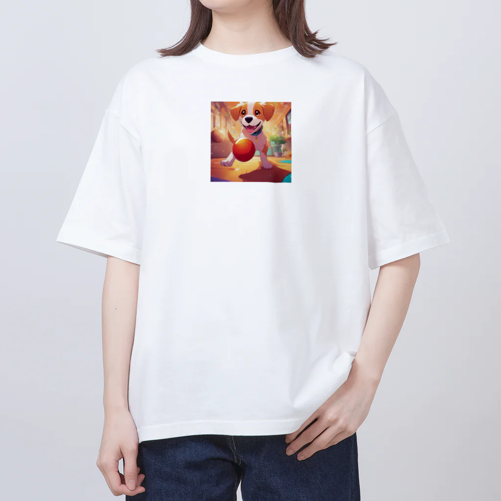 TEFのボールと戯れる犬 オーバーサイズTシャツ