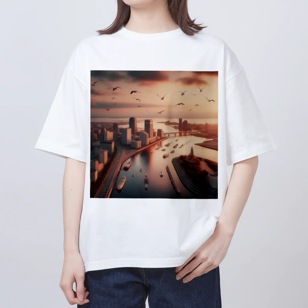 MM24Designの都会の夕暮れ オーバーサイズTシャツ