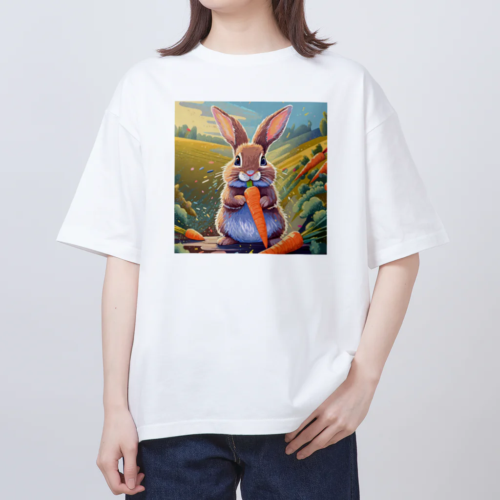 うさぎやのニンジンを食べるうさぎ Oversized T-Shirt