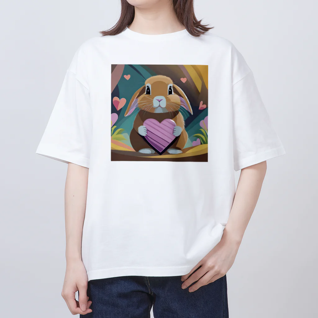 うさぎやのハートを持ったうさぎ オーバーサイズTシャツ