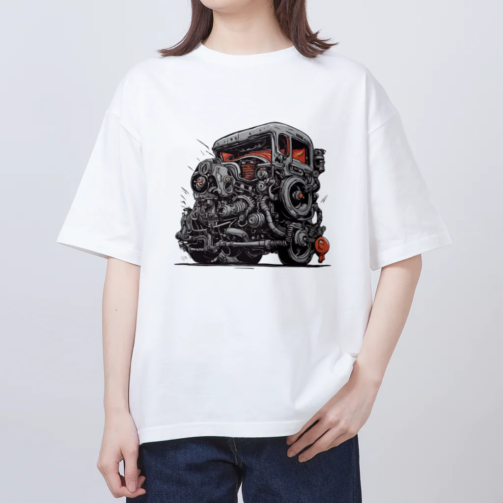 マッドシンの生き返ったスクラップカー オーバーサイズTシャツ