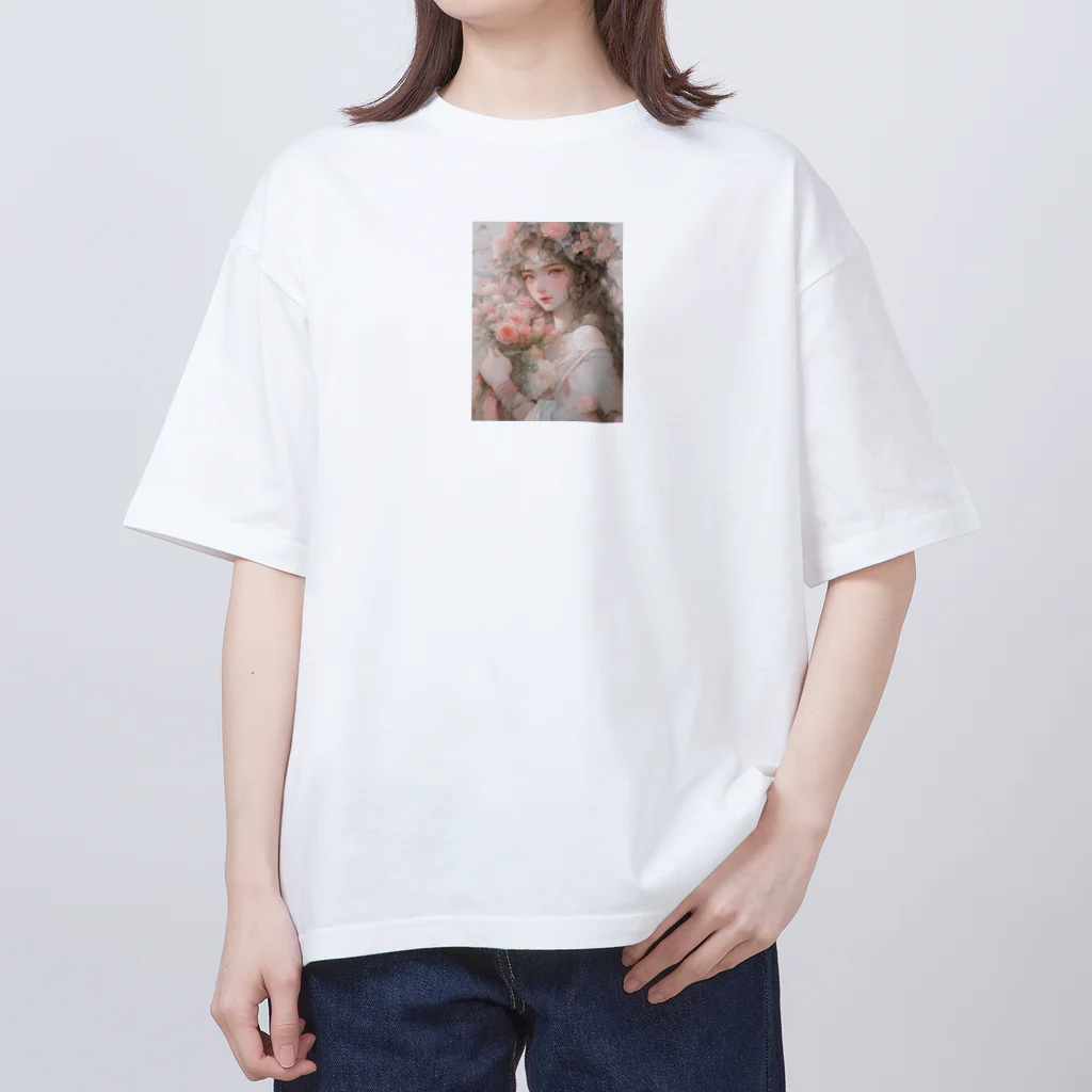 AQUAMETAVERSEのバラの花束と女性　なでしこ1478 オーバーサイズTシャツ