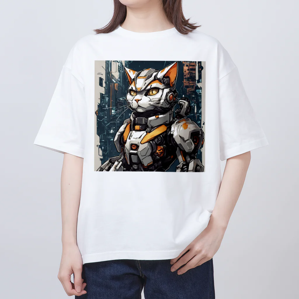 STRANGE-CATのSTRANGE-CAT メカ猫２ オーバーサイズTシャツ