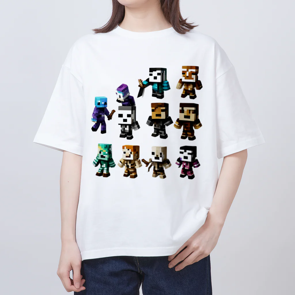 “FIRE STAR” 8-bit cube studioのドットMOB D-01 Oversized T-Shirt
