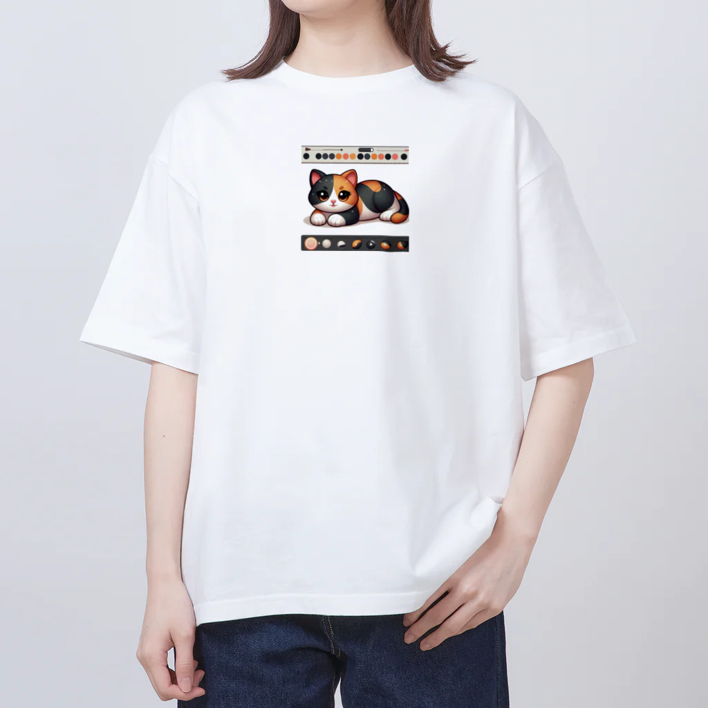 NEKOMARUDOUの三毛猫ペイント オーバーサイズTシャツ