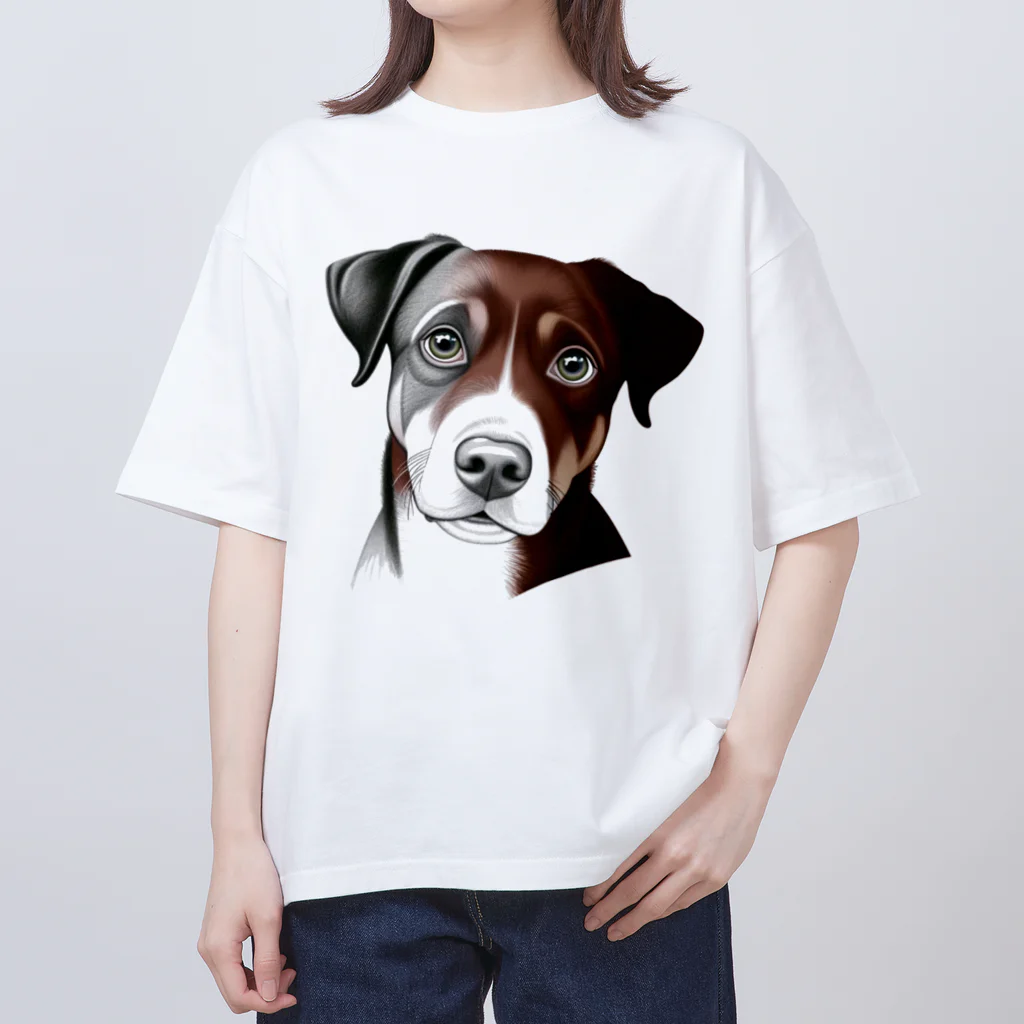 Ama'sのじっと見つめる犬さん オーバーサイズTシャツ