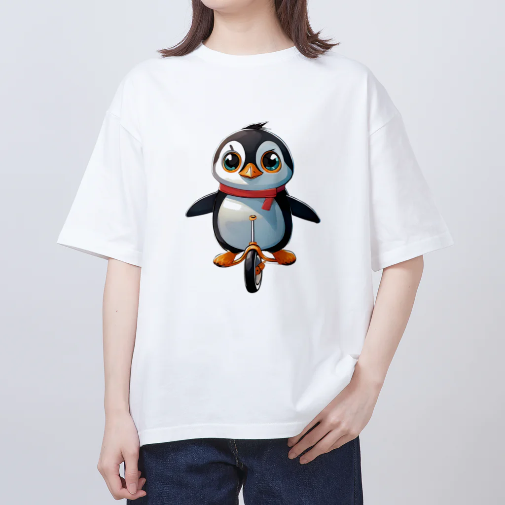 いろは物語のペンギンが一輪車に乗る！ Oversized T-Shirt