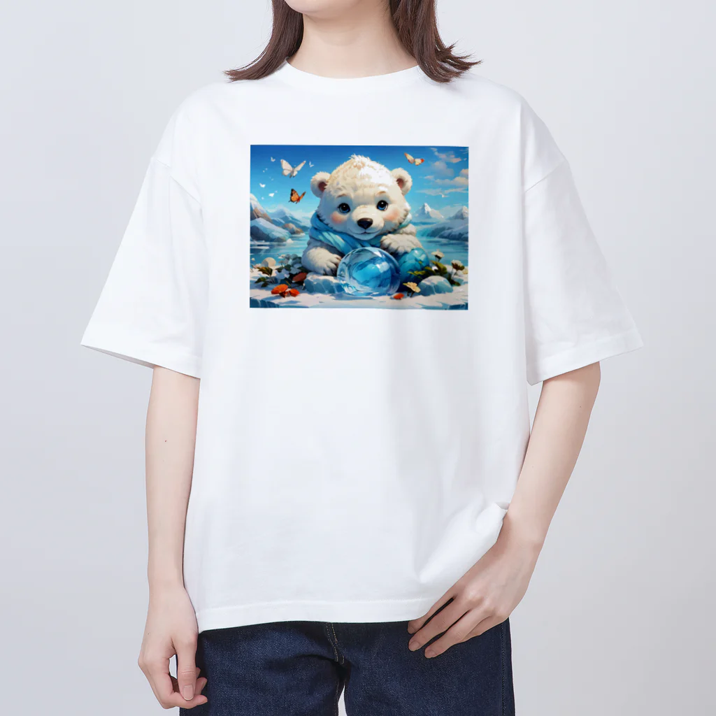 りんりんの可愛いシロクマちゃんショップ　かわいいよ！のボールをもってきたシロクマ Oversized T-Shirt