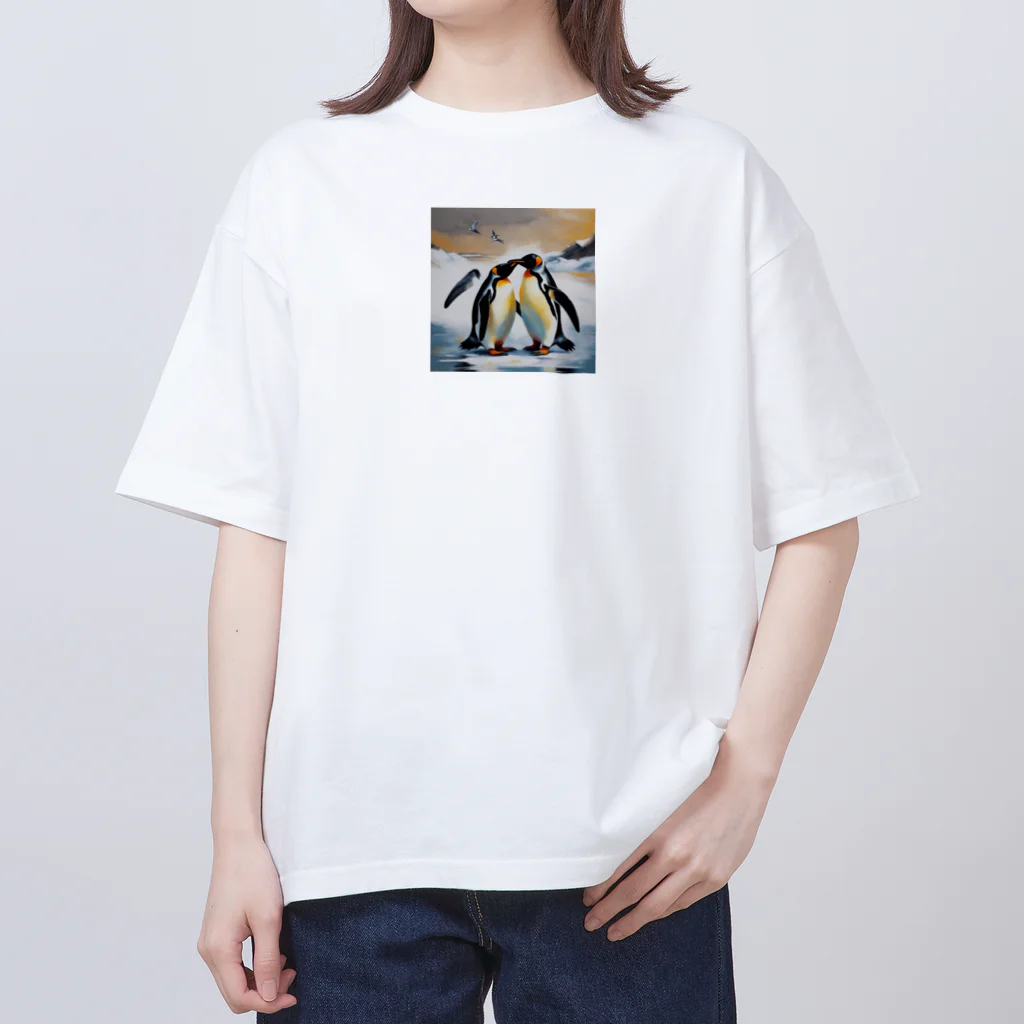 akipen76の恋の相手に必死に求愛しているペンギン オーバーサイズTシャツ