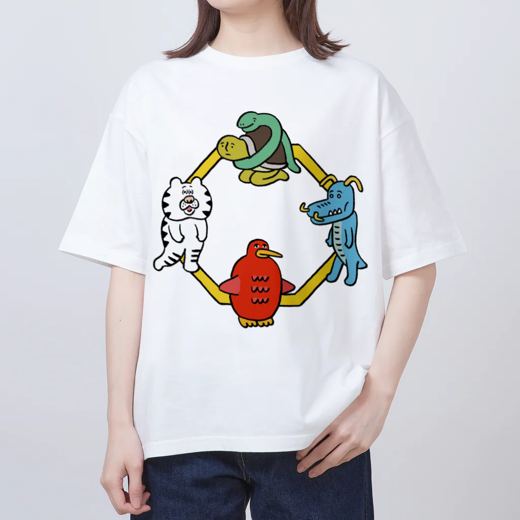 makomoのおもしろショップのあなたを守る四獣 Oversized T-Shirt