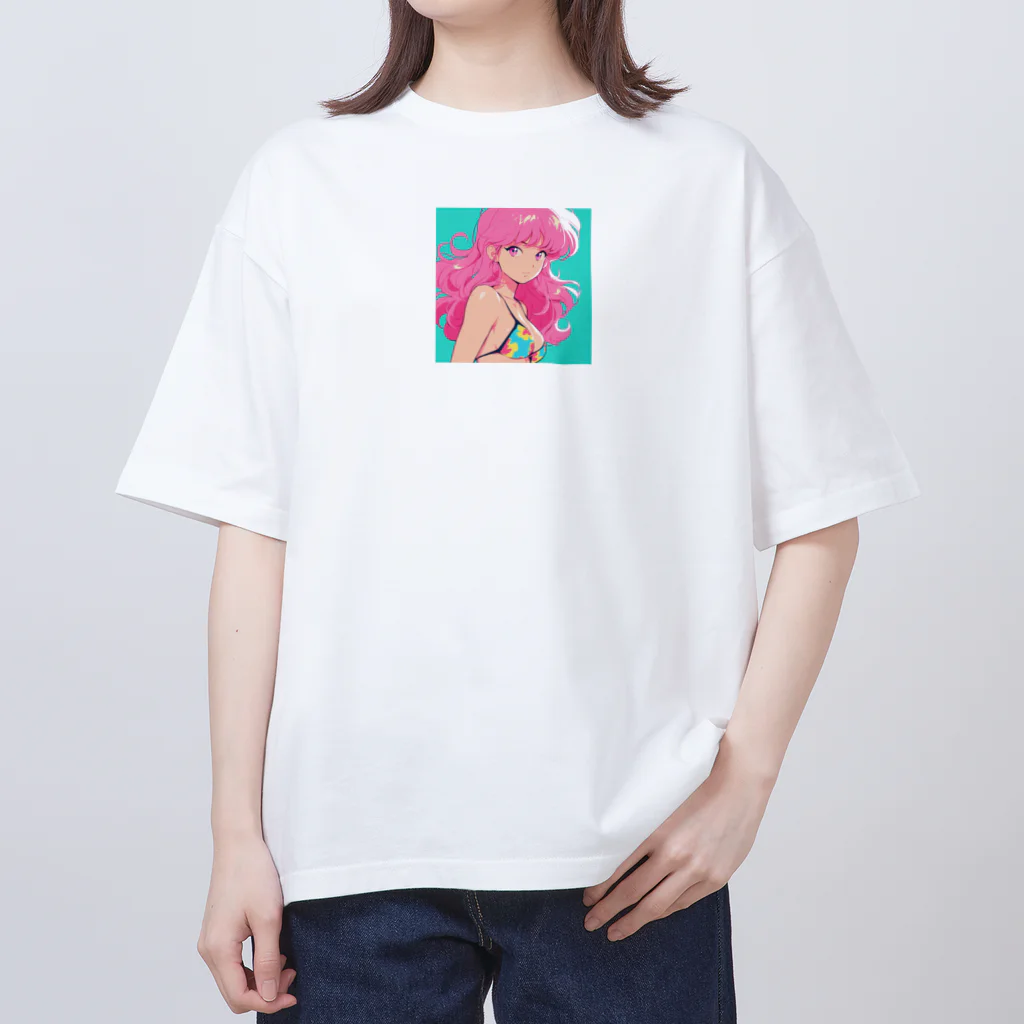 toya-General storeのピンクヘアーレトロガール Oversized T-Shirt