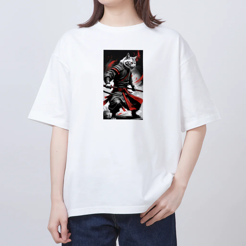 カジャ　かつみ　katsumi kajaのサムライ猫パート1[SAMURAI　CAT] オーバーサイズTシャツ