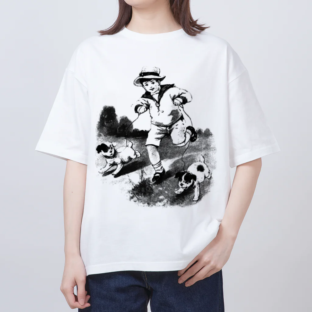 Saza-nami Antique designの子犬とさんぽ！ Oversized T-Shirt