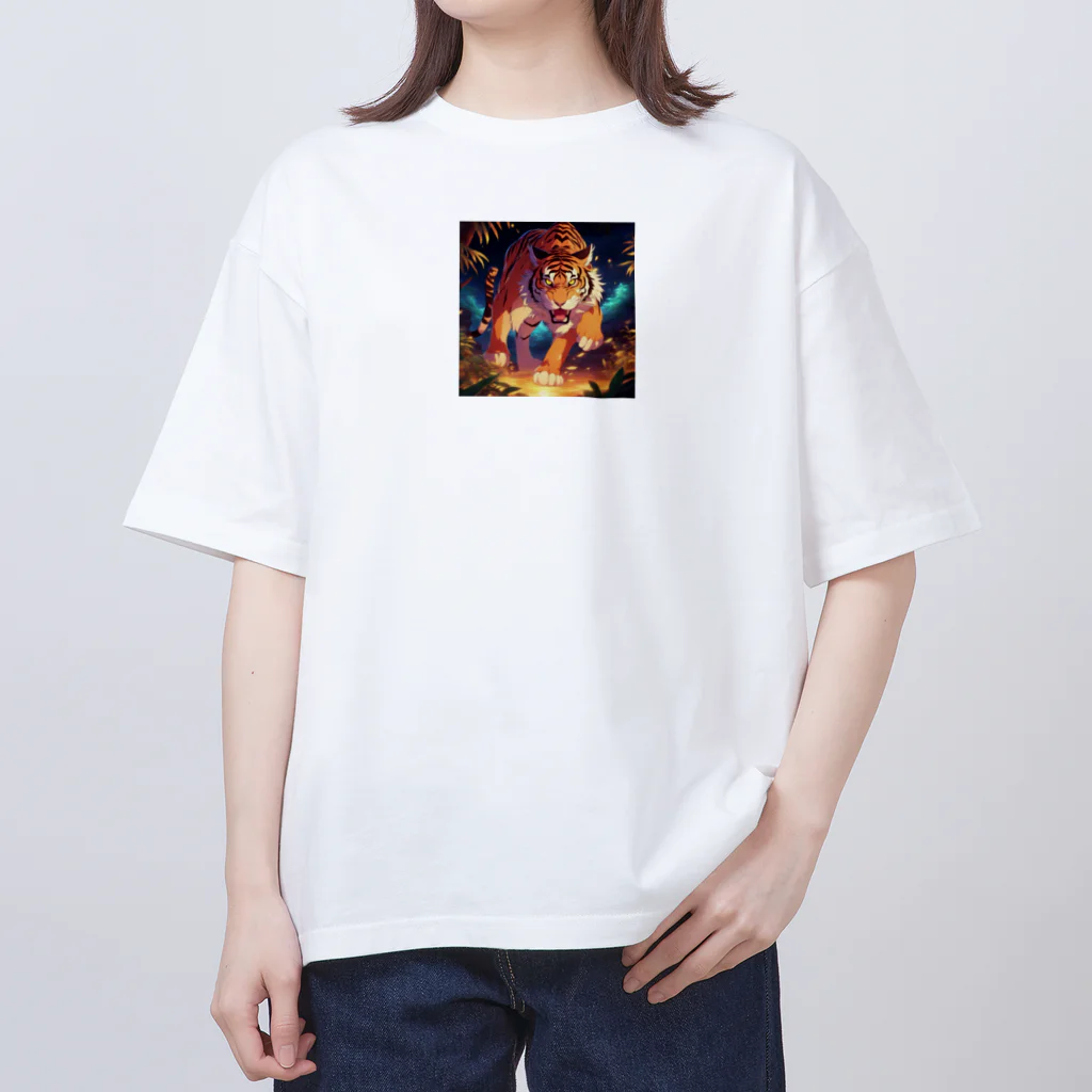 dora-6の夜間に狩りをしている虎 オーバーサイズTシャツ