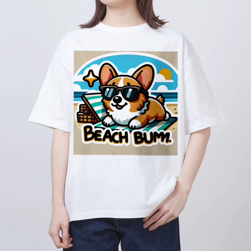 keikei5の夏のおしゃれ大作戦！ピーチカラーの柴犬 オーバーサイズTシャツ