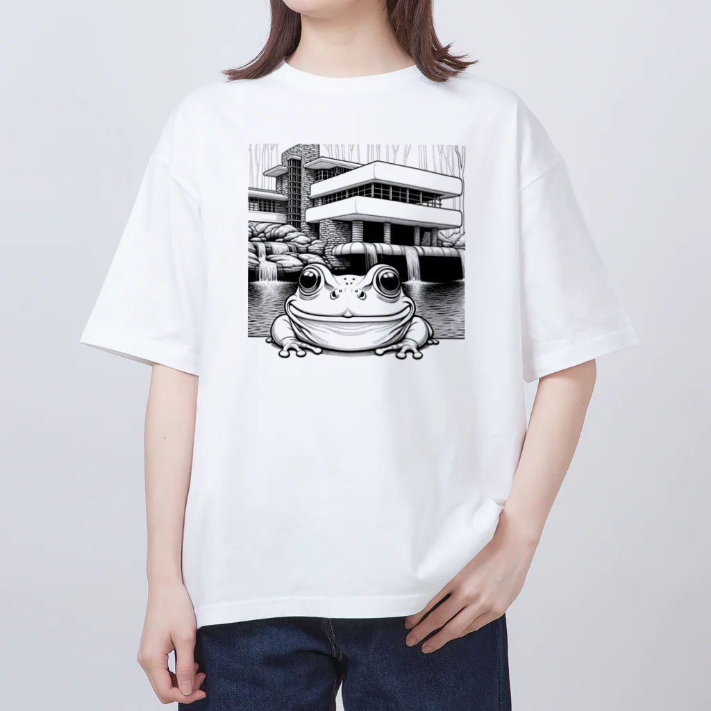 archifrogの落水荘風の建築物に佇むカエル Oversized T-Shirt