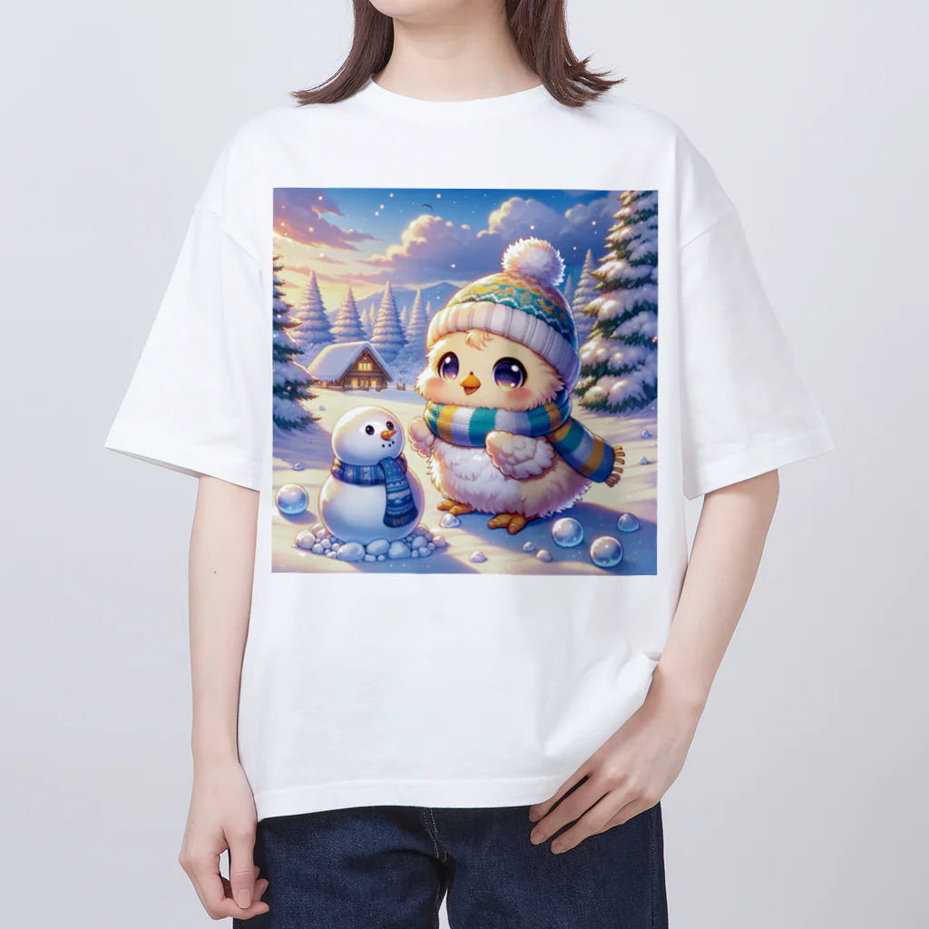 きっとカワイイ何でも図鑑の雪国のひよこ Oversized T-Shirt