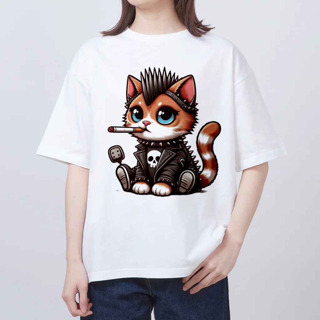 Anarchy-Attic！のPunk Cat オーバーサイズTシャツ