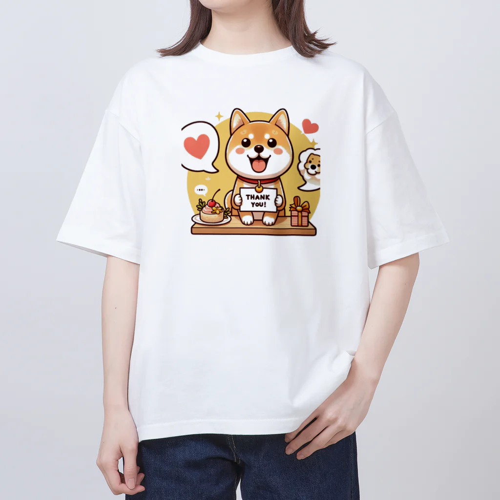 メアリーの可愛らしい表情の柴犬が感謝の気持ちを込めて Oversized T-Shirt