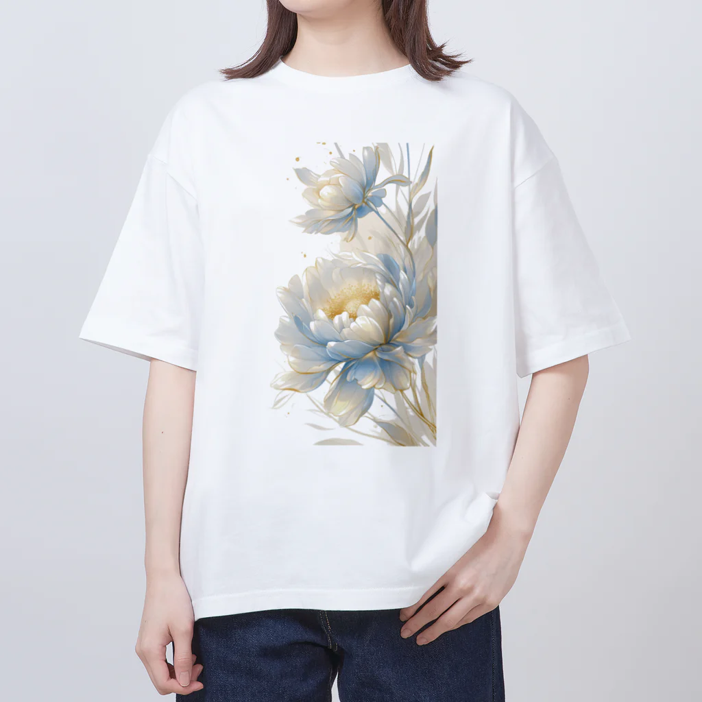 cute styleのLucky Flower Silver Blue Oversized T-Shirt