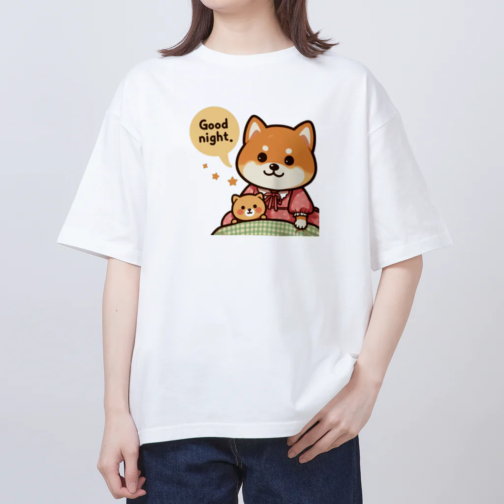 メアリーの今夜は可愛い柴犬スタンプで癒しの時間 オーバーサイズTシャツ