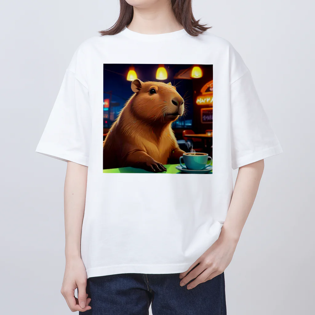 カピパーラ🐻のカフェでくつろぐカピバラ🐻✨ Oversized T-Shirt