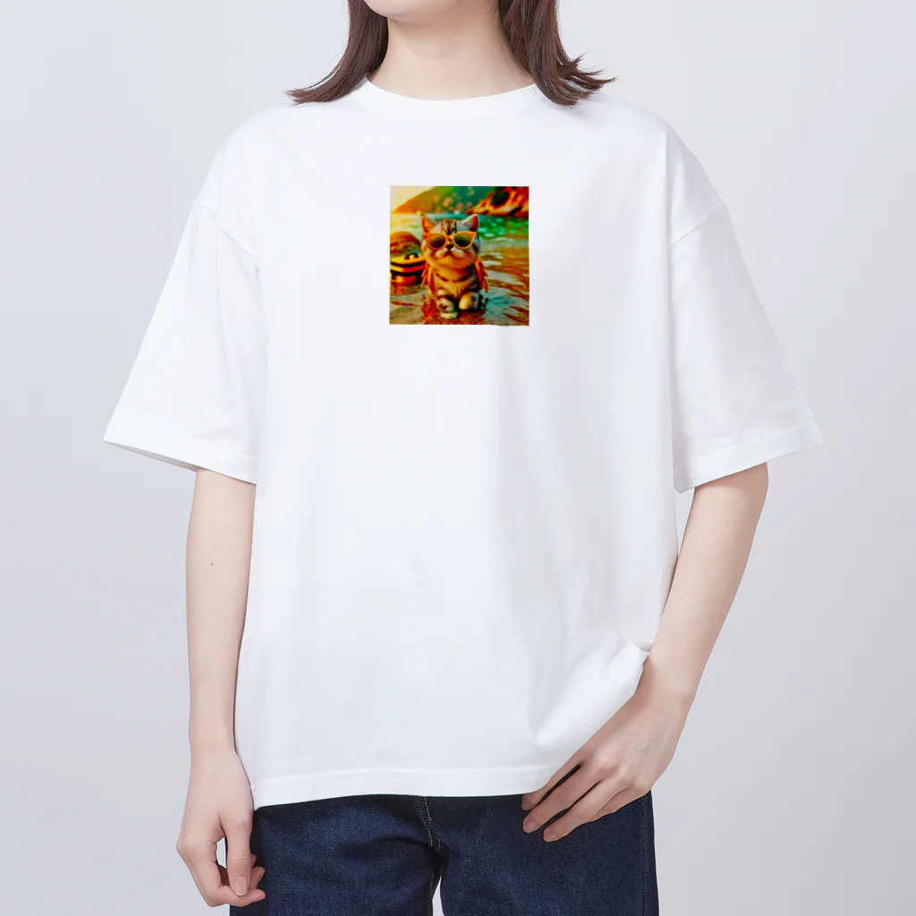 123_maのかわいい猫のイラストグッズ Oversized T-Shirt