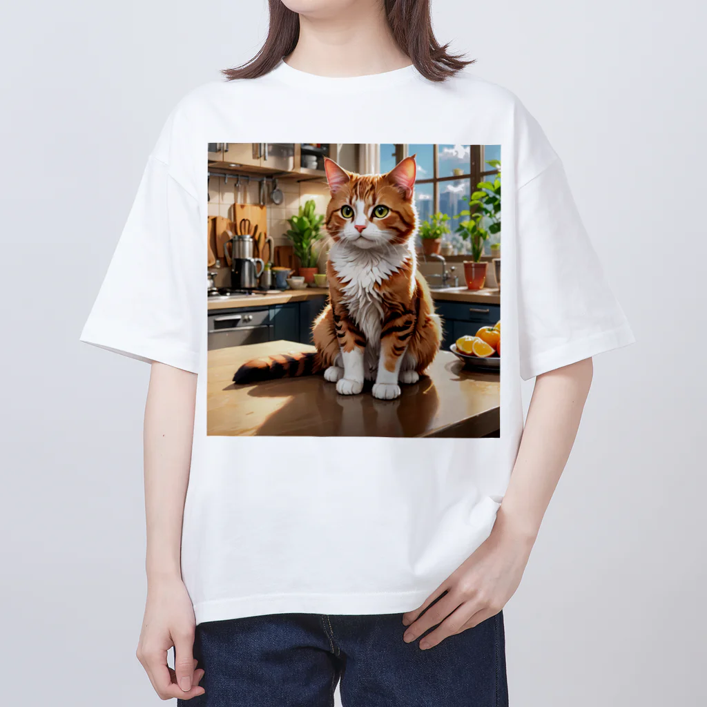 にゃんぼショップ🐈のごはんまちにゃんこ Oversized T-Shirt