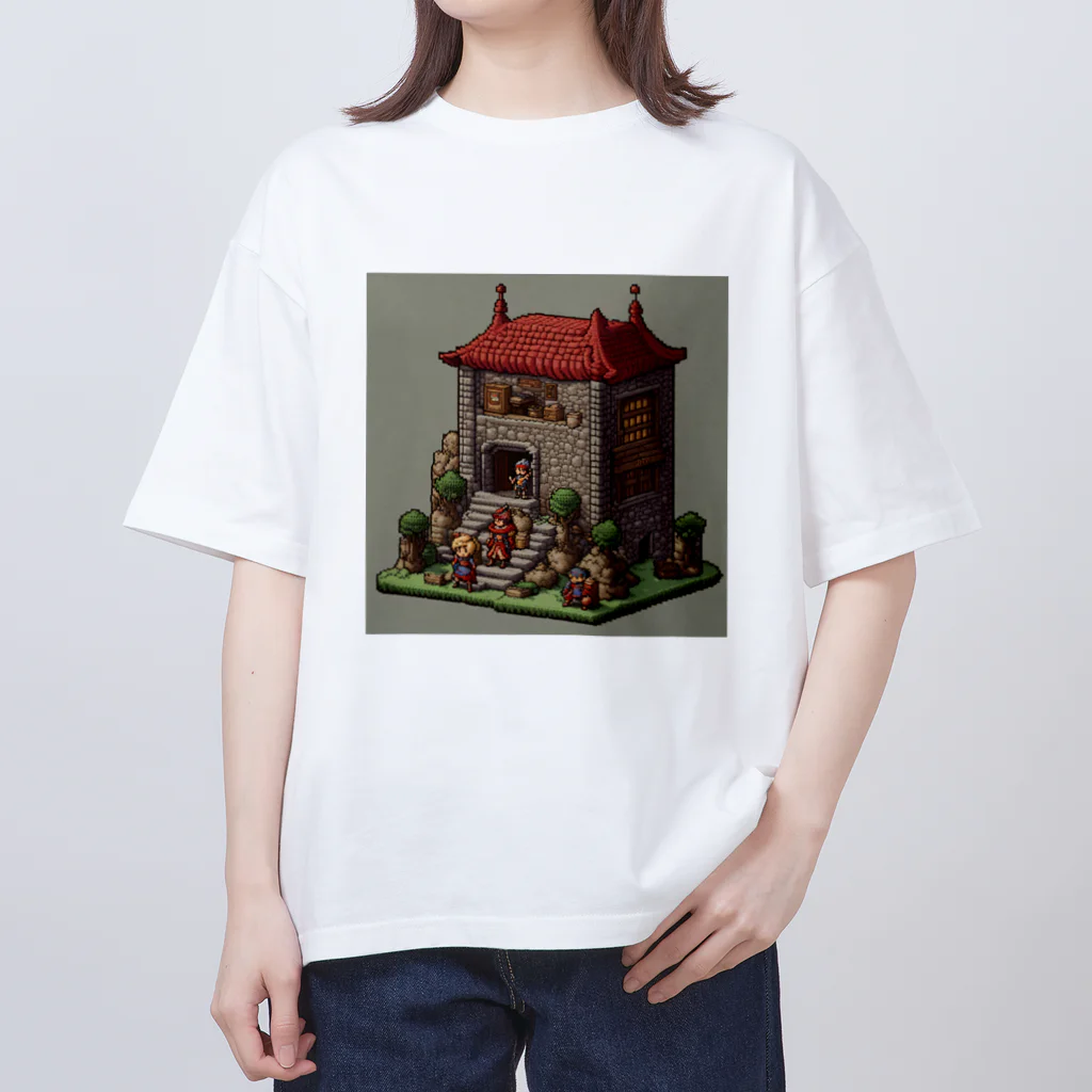 レトロゲームイラストのレトロゲードット絵ファミコン Oversized T-Shirt