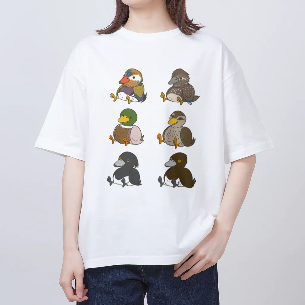 野鳥グッズ　あんずのおすわりカモさん オーバーサイズTシャツ