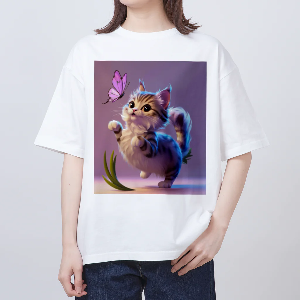 Kの猫と蝶々 オーバーサイズTシャツ