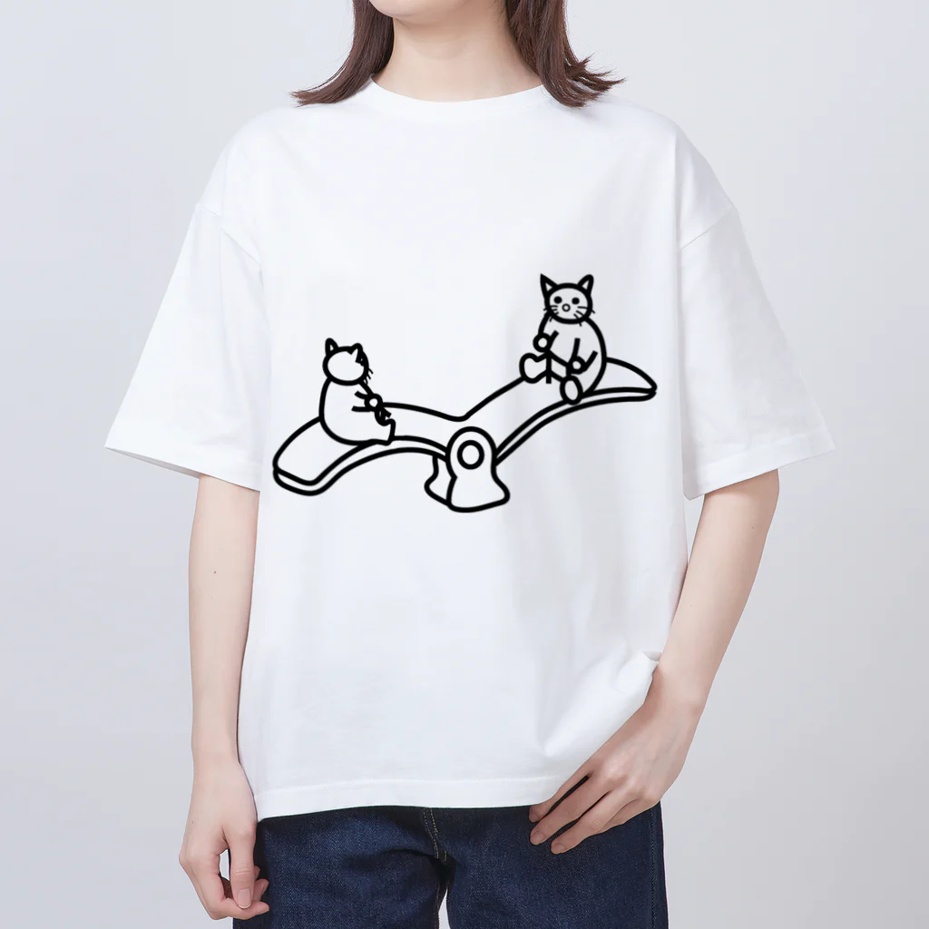 eugorameniwaの猫のシーソー オーバーサイズTシャツ