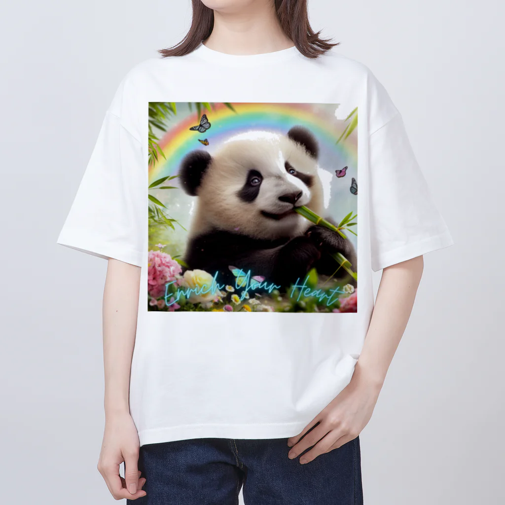 FUJISHIKAのPANDA ENRICH YOUR HEART オーバーサイズTシャツ