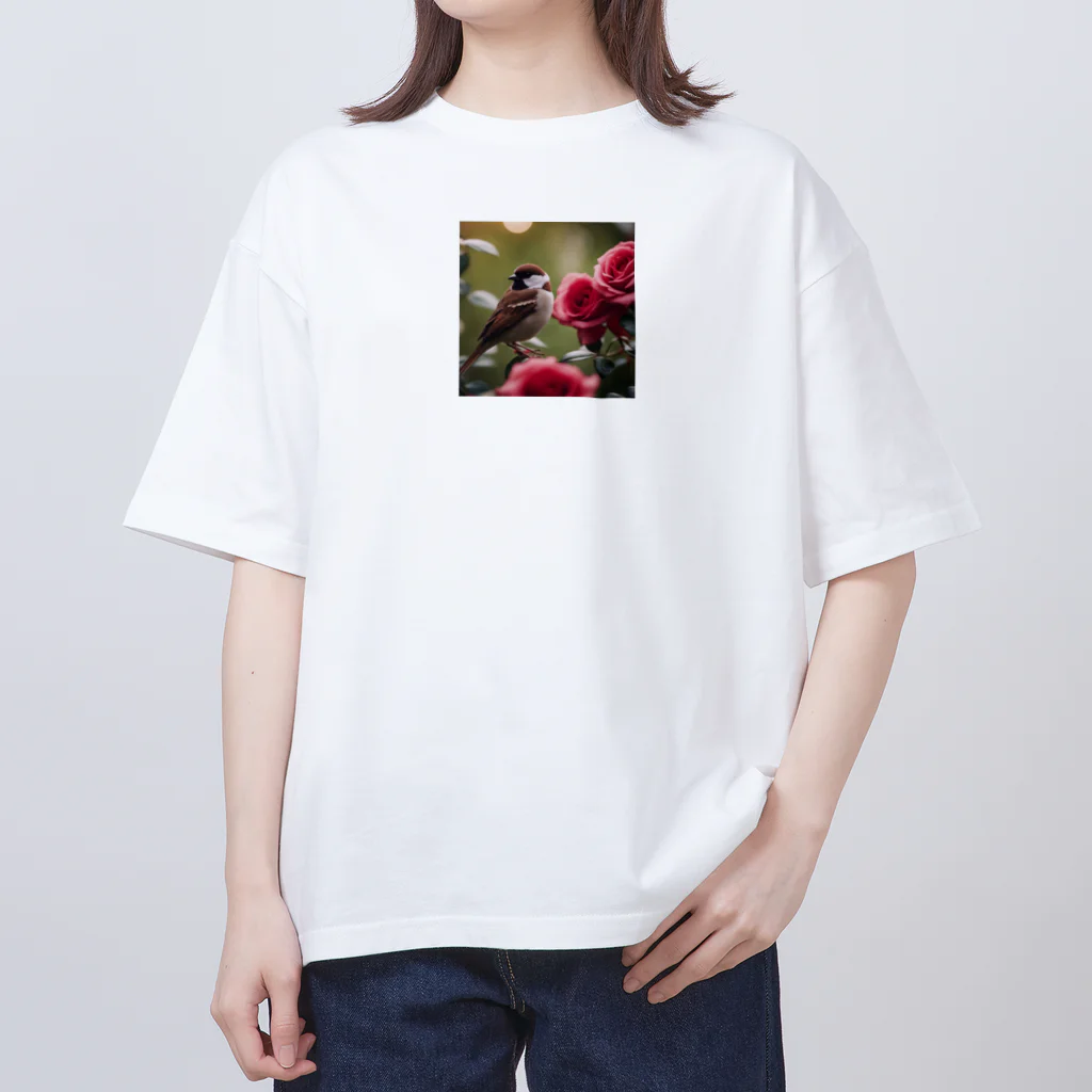 Sunbathingの赤いバラとキンクロハジロ Oversized T-Shirt