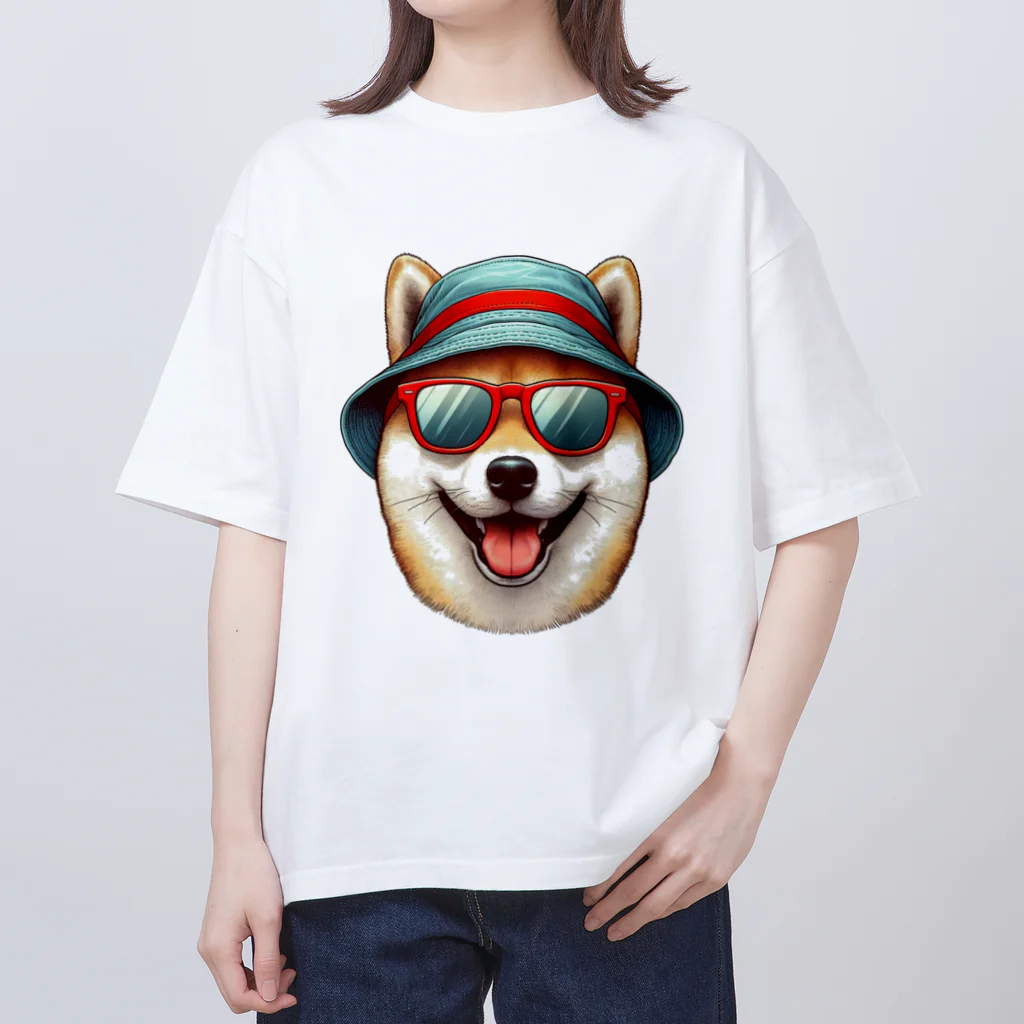 柴犬に囲まれたいのカラフルなバケハをかぶった柴犬 Oversized T-Shirt