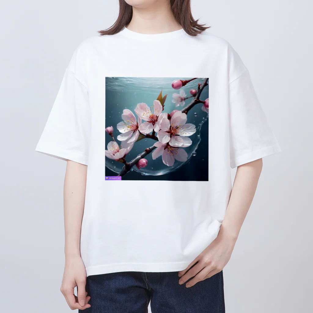 Navel Sky AIの水に咲く桜 オーバーサイズTシャツ