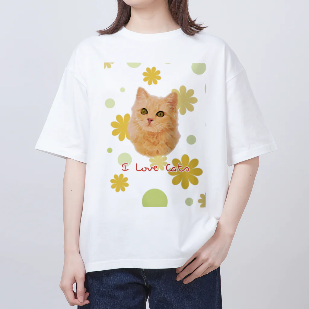 アニマルデザインはなのI love cat Oversized T-Shirt