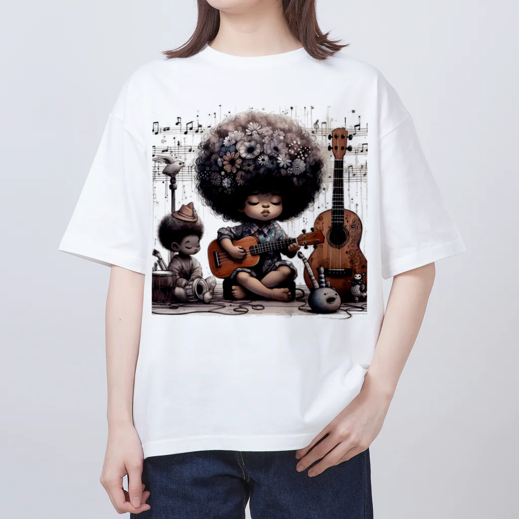 atu-daruma77のウクレレを奏でる天才 Oversized T-Shirt