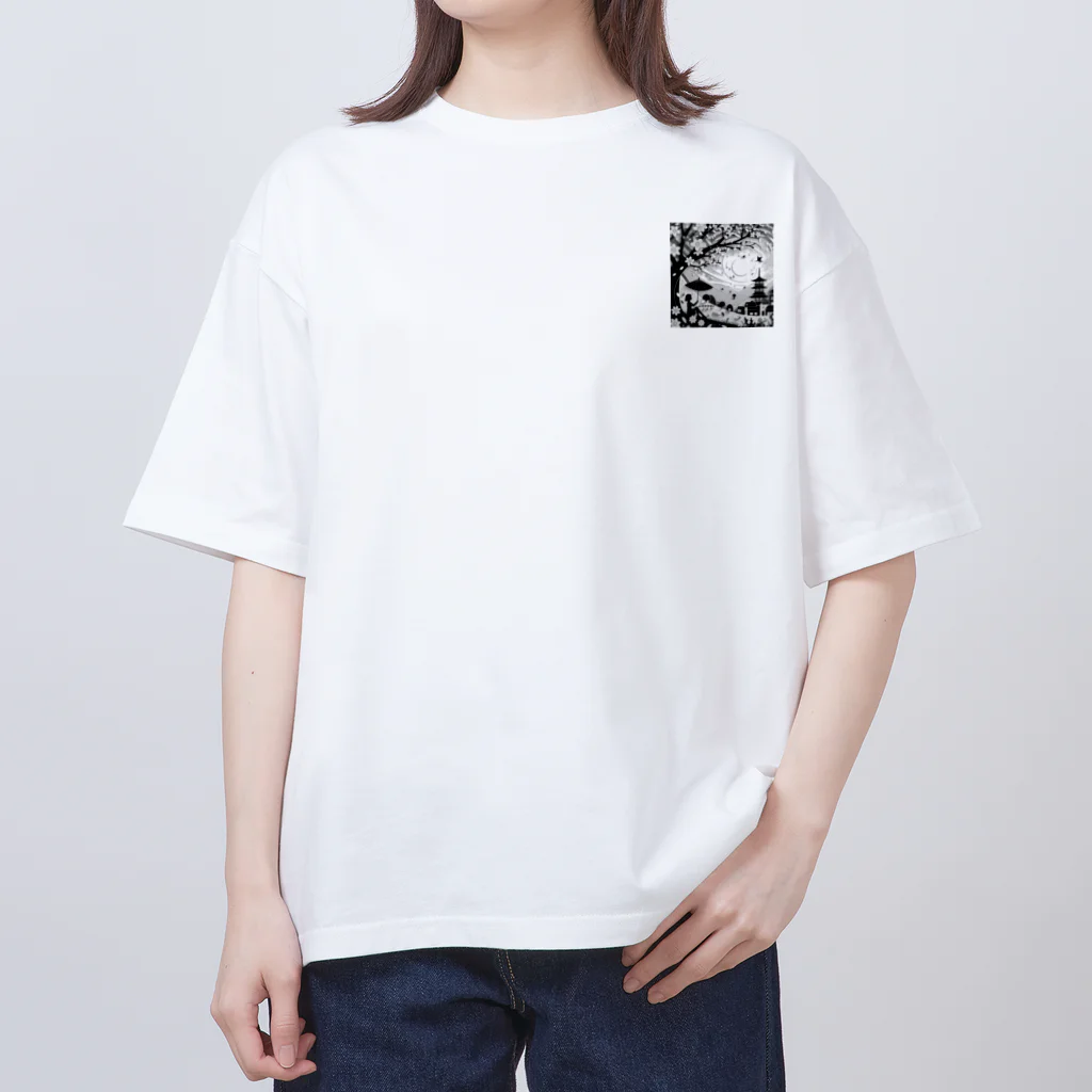 SAR0620の春の訪れを祝う切り絵アート オーバーサイズTシャツ