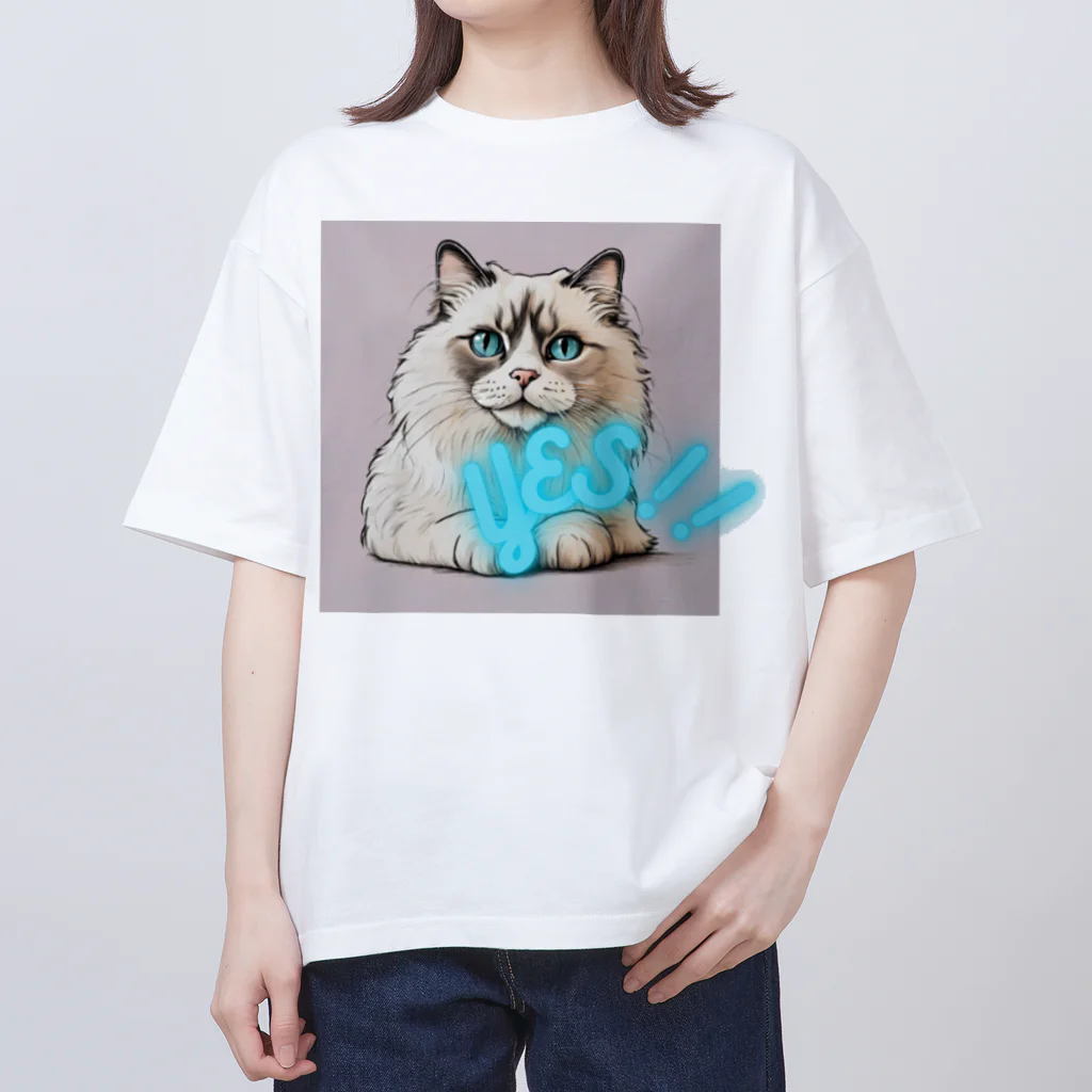 yae_8の猫　YES！！　おしゃれで前向きっぽい日常アイテム オーバーサイズTシャツ