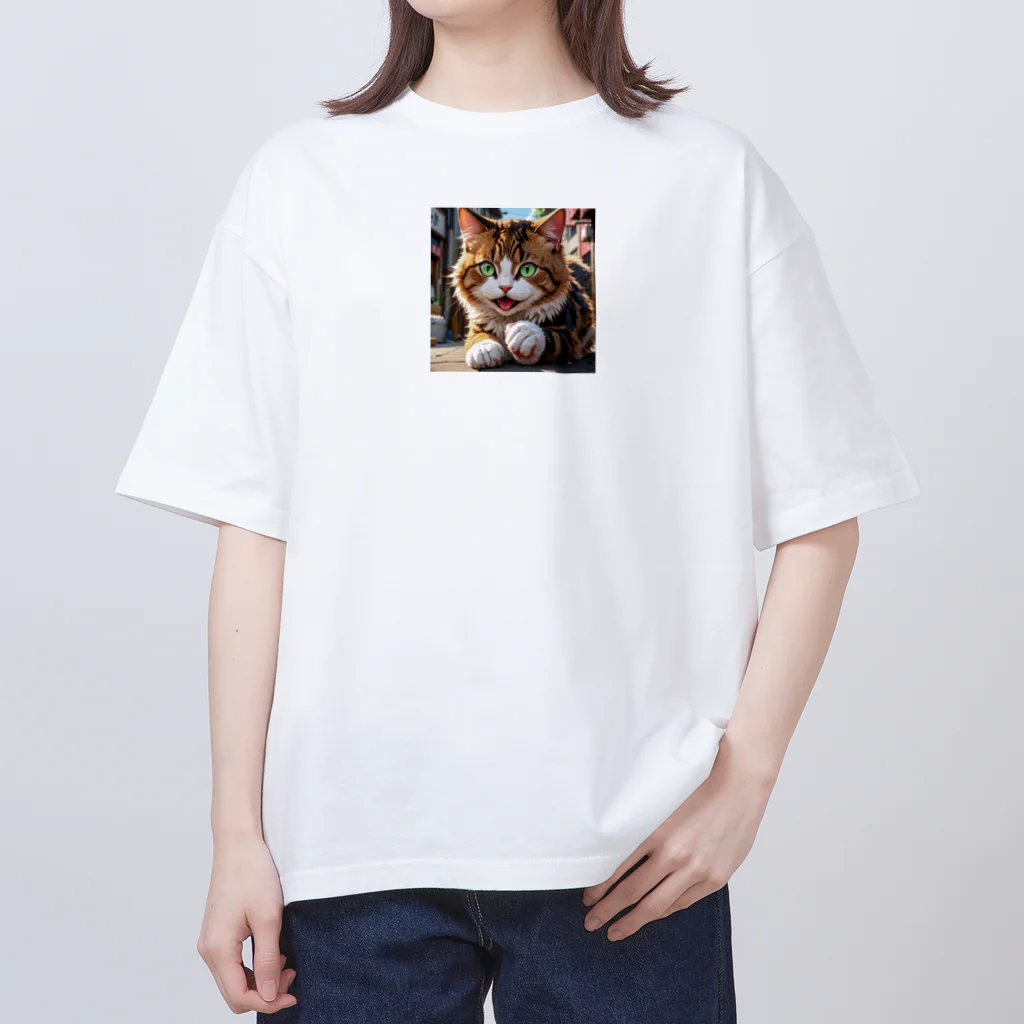 oz-chanの何かしようとしてる猫 Oversized T-Shirt