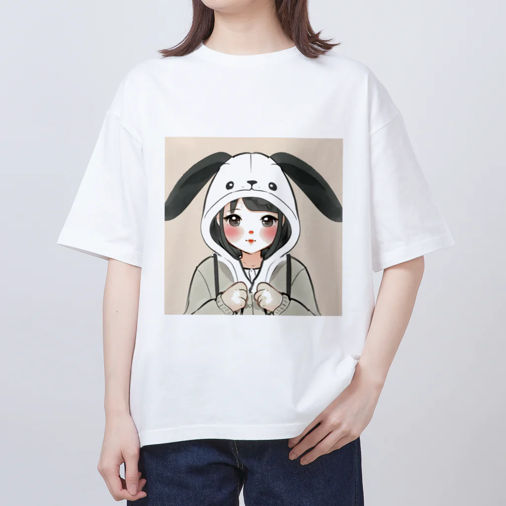 🍒maru🍒のうさぎの少女 オーバーサイズTシャツ